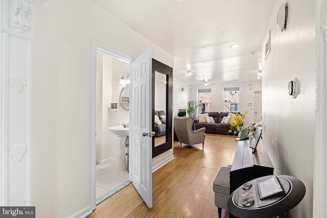 1228 S 22nd St, Philadelphia, PA 19146 - hall with light wood-type flooring and recessed lighting