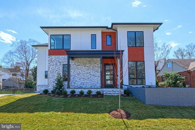 6400 26th St N, Arlington, VA 22207 - contemporary home with stone siding and covered porch