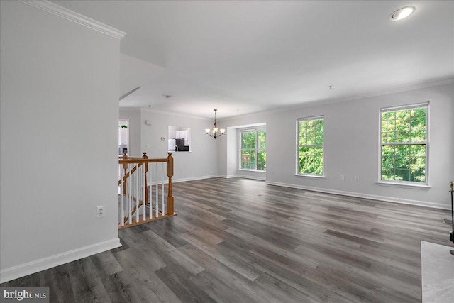 2222 Commissary Cir Unit 198, Odenton, MD 21113 - empty room featuring ornamental molding, a chandelier, wood finished floors, and recessed lighting
