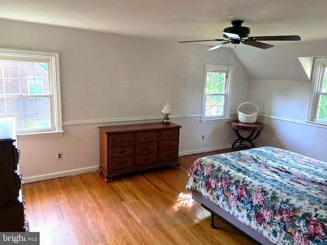515 Marks Rd, Oreland, PA 19075 - bedroom with light wood-style flooring, a ceiling fan, and vaulted ceiling