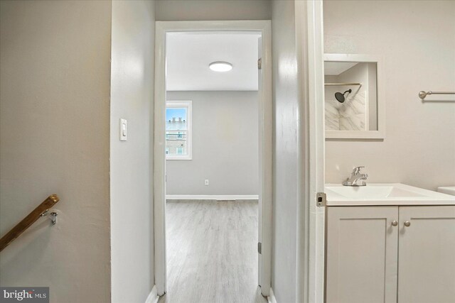 8206 Boundary, Baltimore, MD 21222 - full bathroom featuring vanity, wood finished floors, and a shower