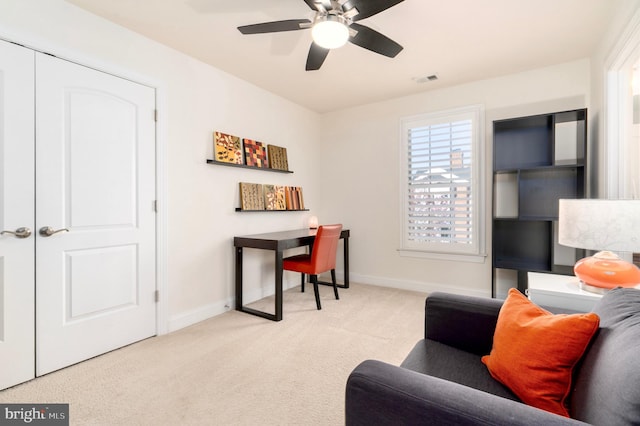 6139 Sligo Mill Rd NE, Washington, DC 20011 - carpeted home office with ceiling fan and baseboards
