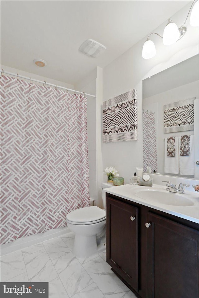 251 Magellan Dr, Martinsburg, WV 25404 - bathroom featuring vanity, marble look tiles, and a shower with curtain