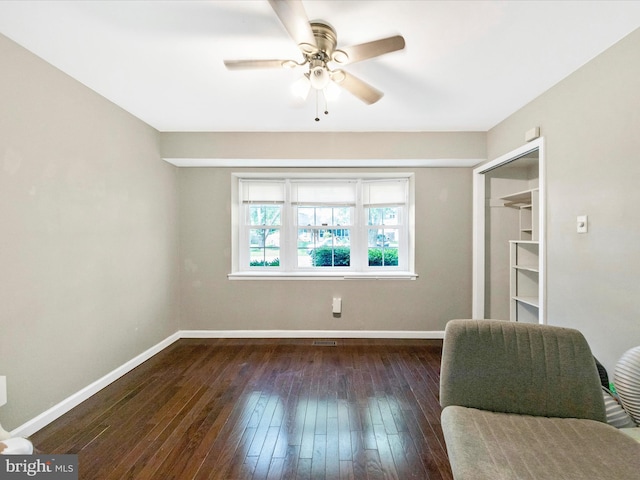 4503 Oakview Ln, Bowie, MD 20715 - sitting room with ceiling fan and dark wood-style flooring