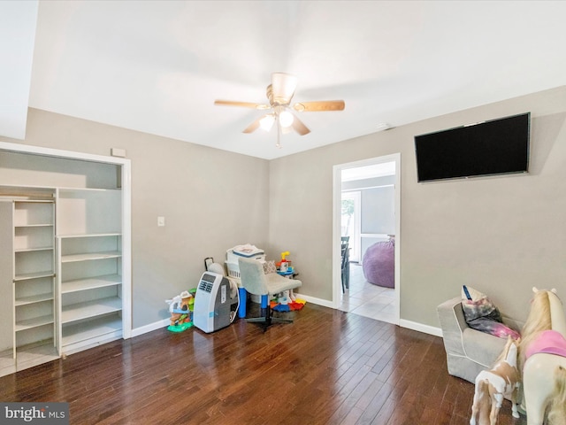 4503 Oakview Ln, Bowie, MD 20715 - game room featuring wood-type flooring and ceiling fan