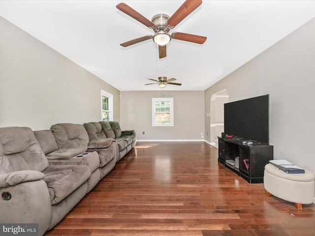 4503 Oakview Ln, Bowie, MD 20715 - living room featuring wood finished floors and ceiling fan