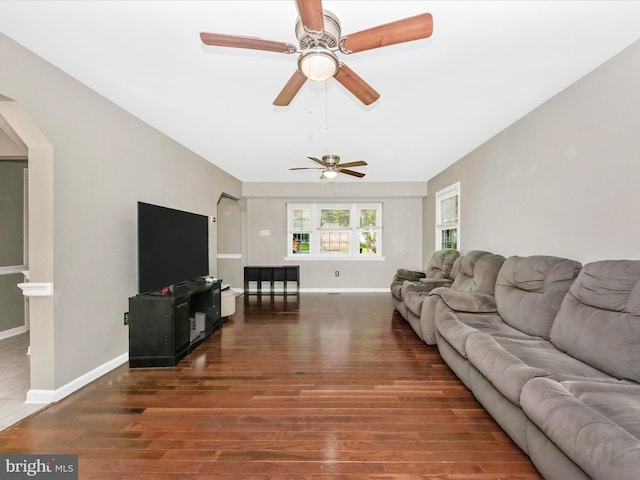 4503 Oakview Ln, Bowie, MD 20715 - living room with wood finished floors and a ceiling fan