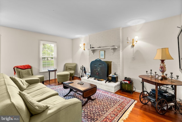 14519 Keeneland Cir, North Potomac, MD 20878 - living area with wood finished floors and a brick fireplace