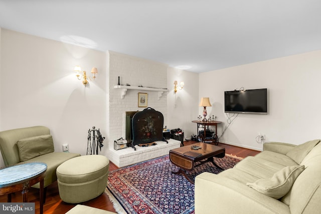 14519 Keeneland Cir, North Potomac, MD 20878 - living room with wood finished floors and a brick fireplace
