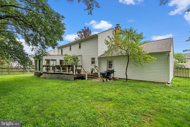 14519 Keeneland Cir, North Potomac, MD 20878 - rear view of property with a deck and a chimney