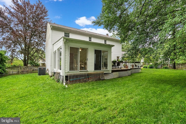 14519 Keeneland Cir, North Potomac, MD 20878 - back of house featuring a fenced backyard and a wooden deck