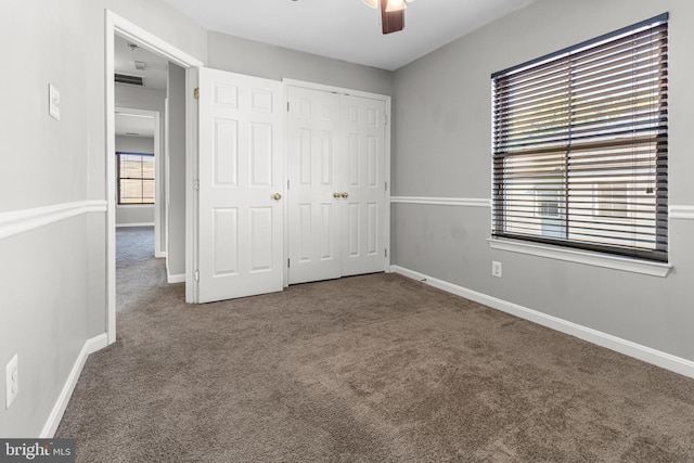 3515 Foundry Mews, Baltimore, MD 21211 - unfurnished bedroom featuring carpet floors, a closet, and ceiling fan