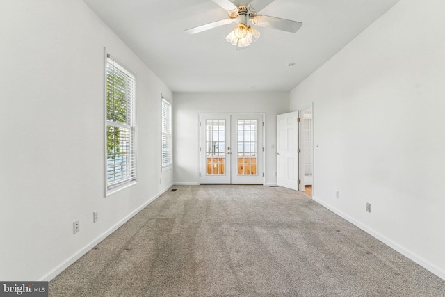 40461 Old Breton Beach Rd, Leonardtown, MD 20650 - spare room with french doors, plenty of natural light, carpet, and ceiling fan