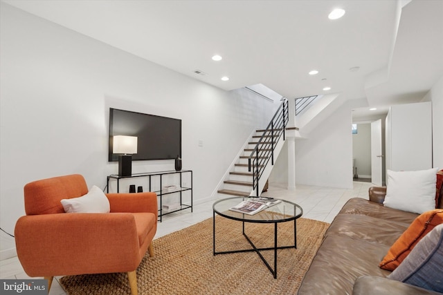 1002 S Colorado St, Philadelphia, PA 19146 - living room featuring stairs and recessed lighting