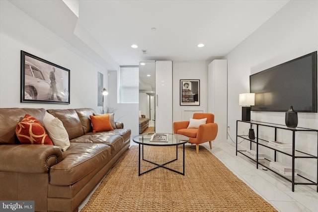 1002 S Colorado St, Philadelphia, PA 19146 - living area with marble finish flooring and recessed lighting