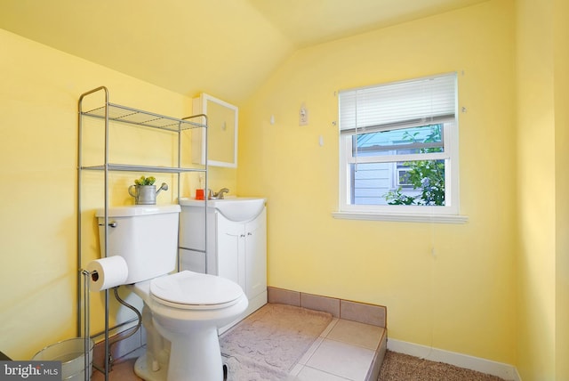 67 Avon Rd, Haddonfield, NJ 08033 - bathroom with vanity and vaulted ceiling