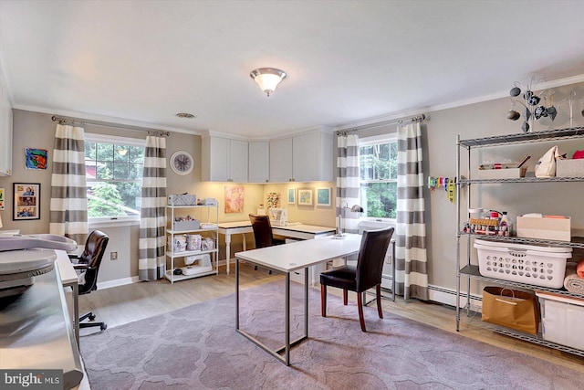 2165 Broadway, Hanover, PA 17331 - home office with crown molding, light wood-style floors, and plenty of natural light