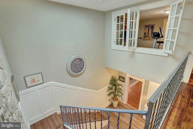 2165 Broadway, Hanover, PA 17331 - staircase with wood finished floors and a wainscoted wall