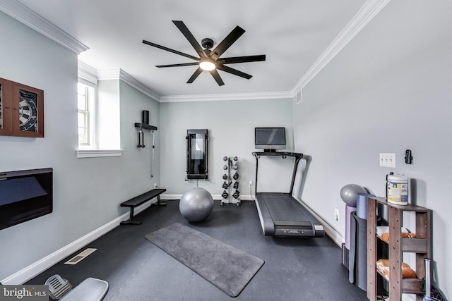 508 Rampart Way Unit 6, Oxon Hill, MD 20745 - exercise area with ornamental molding and a ceiling fan