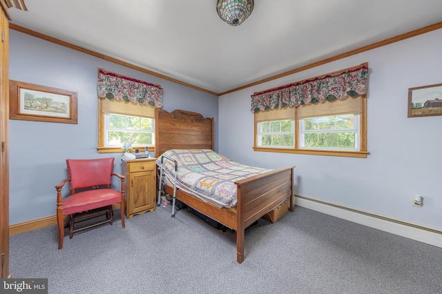 107 Elm Ave, Pitman, NJ 08071 - carpeted bedroom featuring crown molding and a baseboard heating unit
