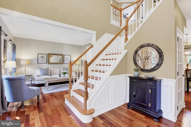 3930 Liz Cir, Doylestown, PA 18902 - stairway featuring wood finished floors and a high ceiling