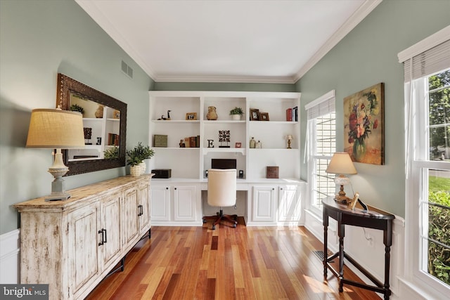 3930 Liz Cir, Doylestown, PA 18902 - office with built in desk, light wood-style floors, and crown molding