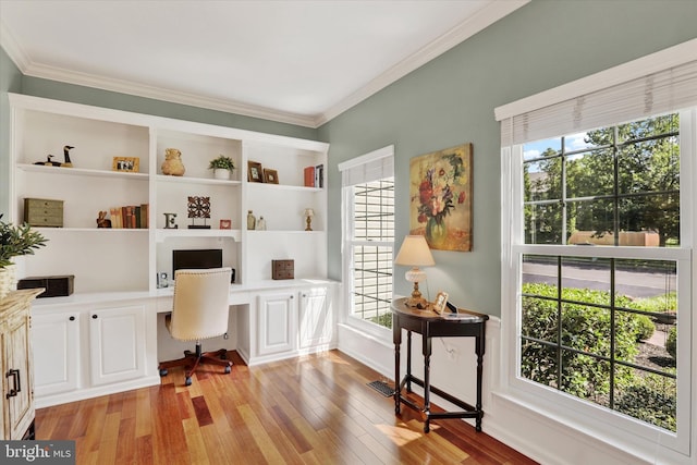 3930 Liz Cir, Doylestown, PA 18902 - office space with built in desk, healthy amount of natural light, crown molding, and light wood-type flooring