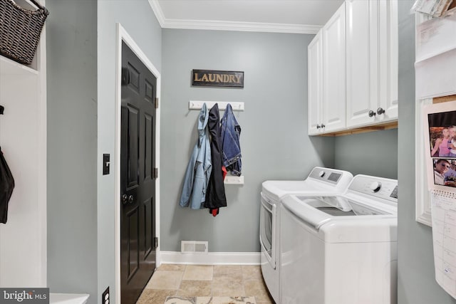 3930 Liz Cir, Doylestown, PA 18902 - washroom with independent washer and dryer, cabinet space, and crown molding