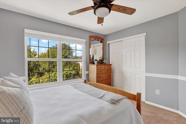 3930 Liz Cir, Doylestown, PA 18902 - bedroom featuring a closet, carpet floors, and ceiling fan