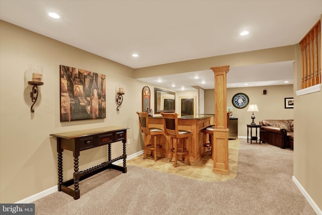 3930 Liz Cir, Doylestown, PA 18902 - indoor bar with light carpet, recessed lighting, and decorative columns