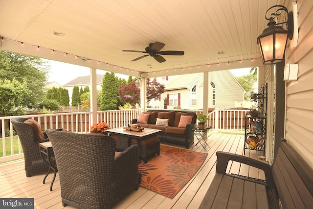 3930 Liz Cir, Doylestown, PA 18902 - deck featuring outdoor lounge area and a ceiling fan