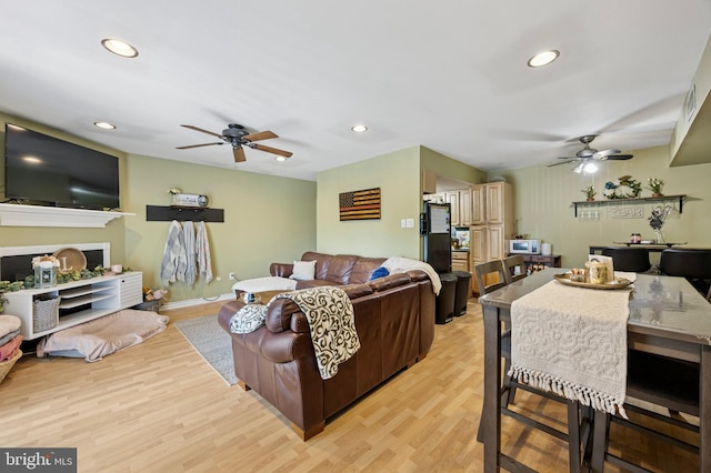 3750 Clarendon Ave Unit 5, Philadelphia, PA 19114 - living area with ceiling fan, light wood-style flooring, and recessed lighting