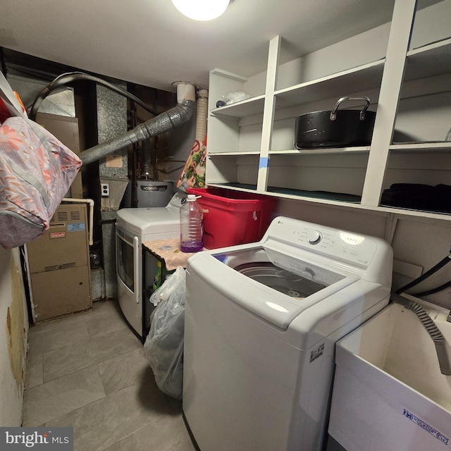 1709 Kingswood Pl, Clementon, NJ 08021 - washroom with washing machine and dryer and light tile patterned floors
