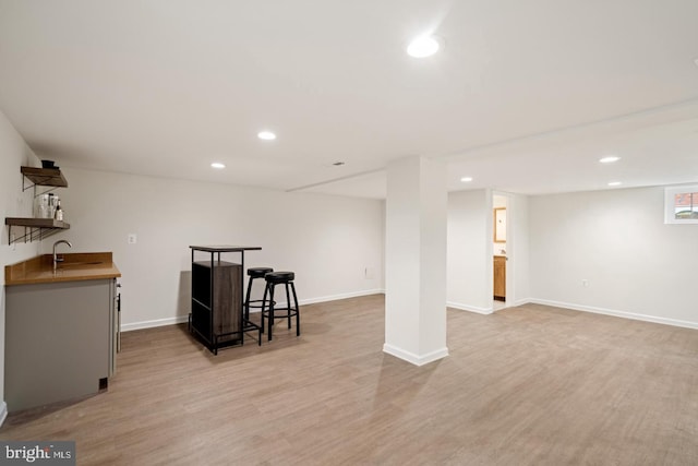 201 Parkway St, Winchester, VA 22601 - kitchen featuring open shelves, recessed lighting, light wood-style floors, and baseboards