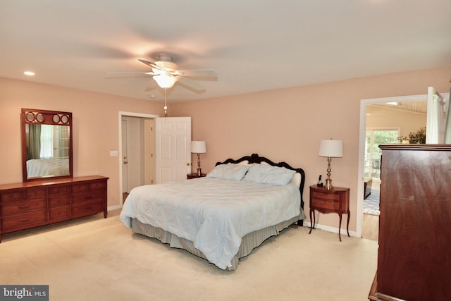 4 W Woodduck Dr, Tuckerton, NJ 08087 - bedroom featuring light colored carpet, baseboards, recessed lighting, and ceiling fan