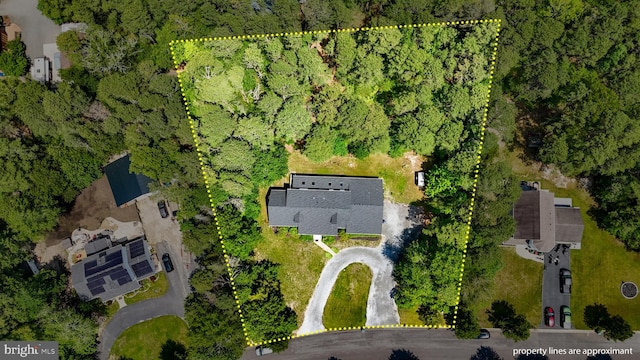 4 W Woodduck Dr, Tuckerton, NJ 08087 - aerial view of property's location with property parcel outlined and a forest