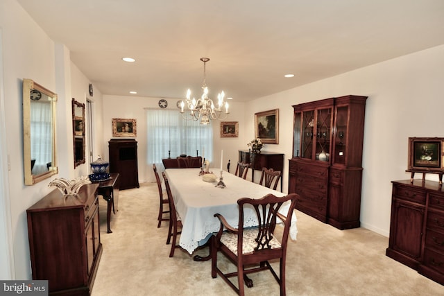 4 W Woodduck Dr, Tuckerton, NJ 08087 - dining area with light carpet, a chandelier, and recessed lighting