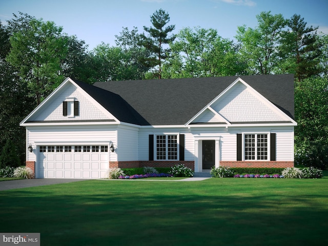 11701 Moriarty Ct, Bowie, MD 20720 - view of front of property with brick siding, a front yard, a garage, and driveway