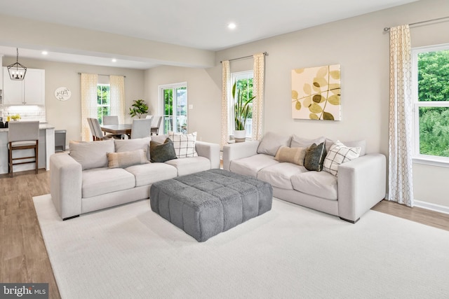 57 Oak Ln, Carneys Point, NJ 08069 - living room featuring wood finished floors, recessed lighting, and plenty of natural light