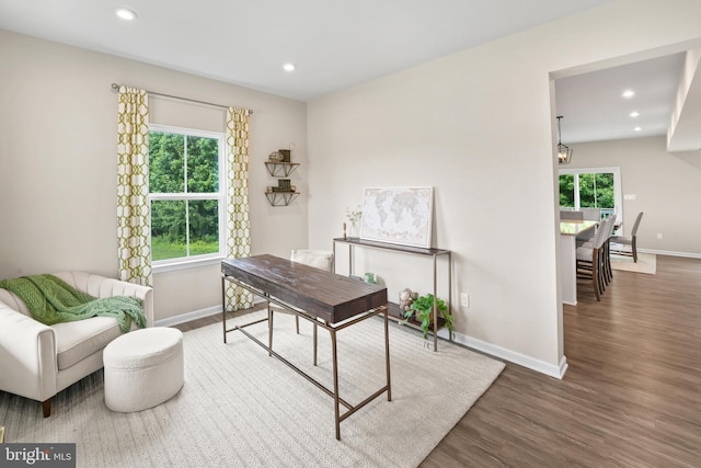57 Oak Ln, Carneys Point, NJ 08069 - office area featuring wood finished floors and recessed lighting