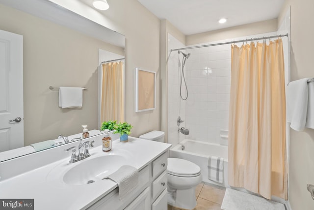 57 Oak Ln, Carneys Point, NJ 08069 - bathroom featuring vanity, tile patterned flooring, and shower / bathtub combination with curtain