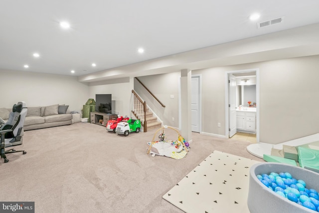 57 Oak Ln, Carneys Point, NJ 08069 - rec room featuring carpet floors and recessed lighting