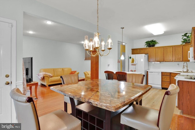 131 Sequoia Dr, Berlin, NJ 08009 - dining area featuring light wood finished floors, a chandelier, and recessed lighting