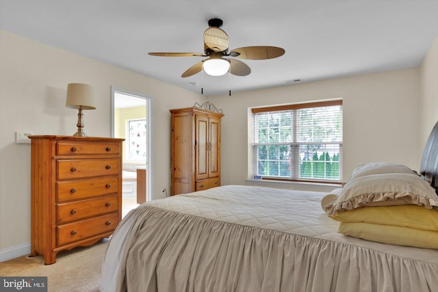131 Sequoia Dr, Berlin, NJ 08009 - bedroom featuring light colored carpet, ensuite bathroom, and ceiling fan