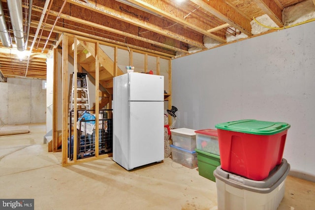 131 Sequoia Dr, Berlin, NJ 08009 - unfinished basement featuring freestanding refrigerator