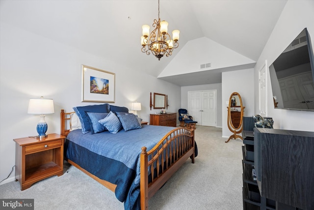 272 Center Point Ln, Lansdale, PA 19446 - carpeted bedroom featuring vaulted ceiling and a chandelier