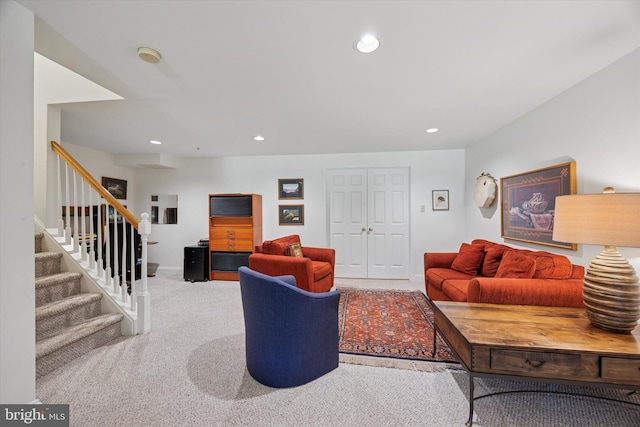 272 Center Point Ln, Lansdale, PA 19446 - living room with carpet flooring, recessed lighting, and stairway