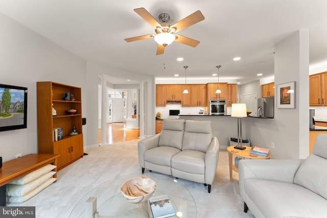 43665 Jernigan Ter, Leesburg, VA 20176 - living room featuring ceiling fan and recessed lighting