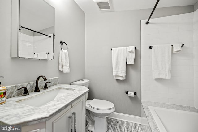 407 Independence Ave SE, Washington, DC 20003 - full bathroom featuring vanity, a tile shower, tile patterned floors, and a bathtub