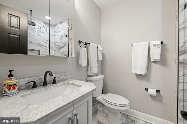 407 Independence Ave SE, Washington, DC 20003 - full bathroom with marble finish flooring, a marble finish shower, and vanity